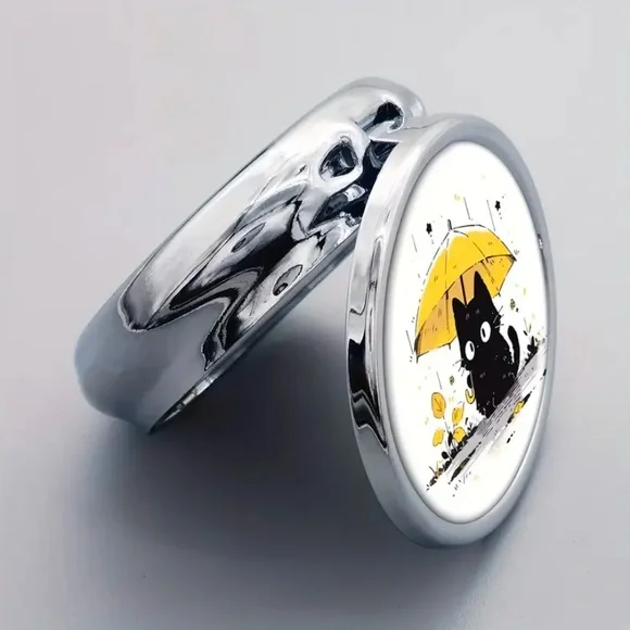 NIB Compact 3-Compartment Metal Pill Case with Black Cat Design - Picture 11 of 13